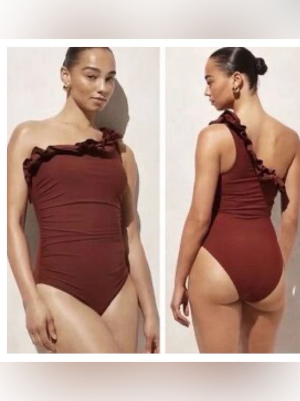 NWT | J Crew Ruffle One-Shoulder One-Piece Swimsuit in Sienna